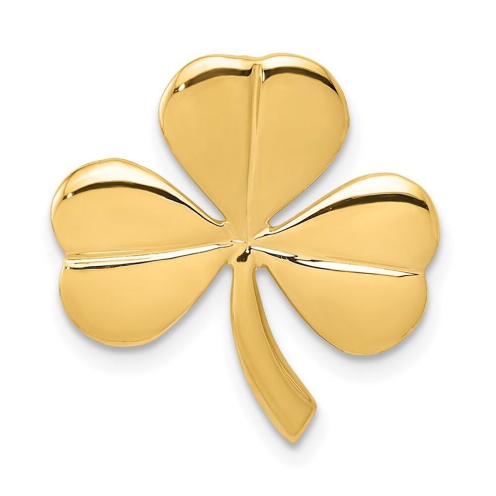 14k Yellow Gold Polished Shamrock Slide Pendant, 18mm (11/16 inch) - Picture 1 of 5